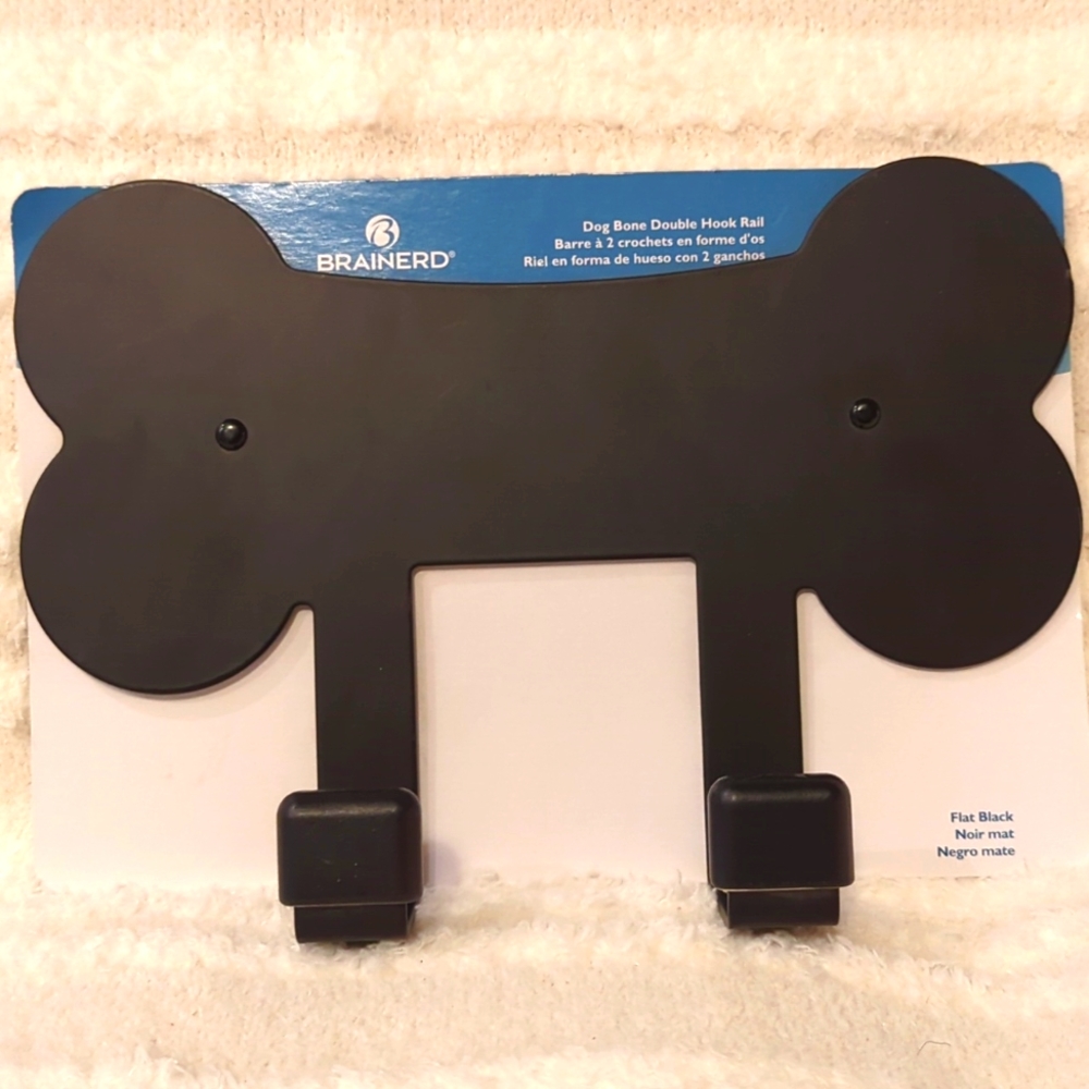 BIG BONE METAL DOUBLE HOOK RAIL FOR PET COLLARS, LEASHES AND ACCESSORIES NWOT